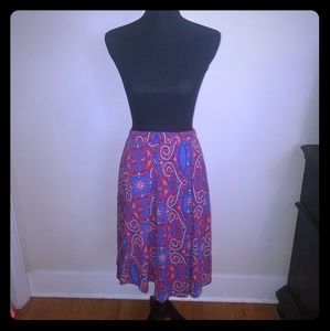LuLaroe Madison Skirt Coral and Blue Pattern